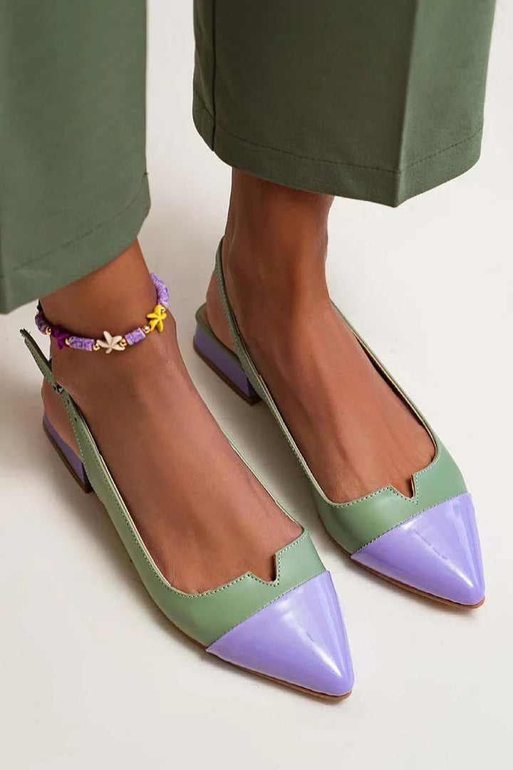 Ballerine slingback cut-out color block a punta con fibbia
