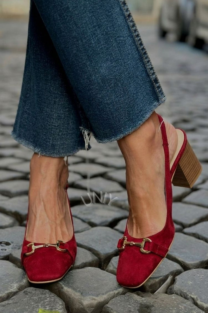Tacchi a blocco slingback scamosciati Oliva