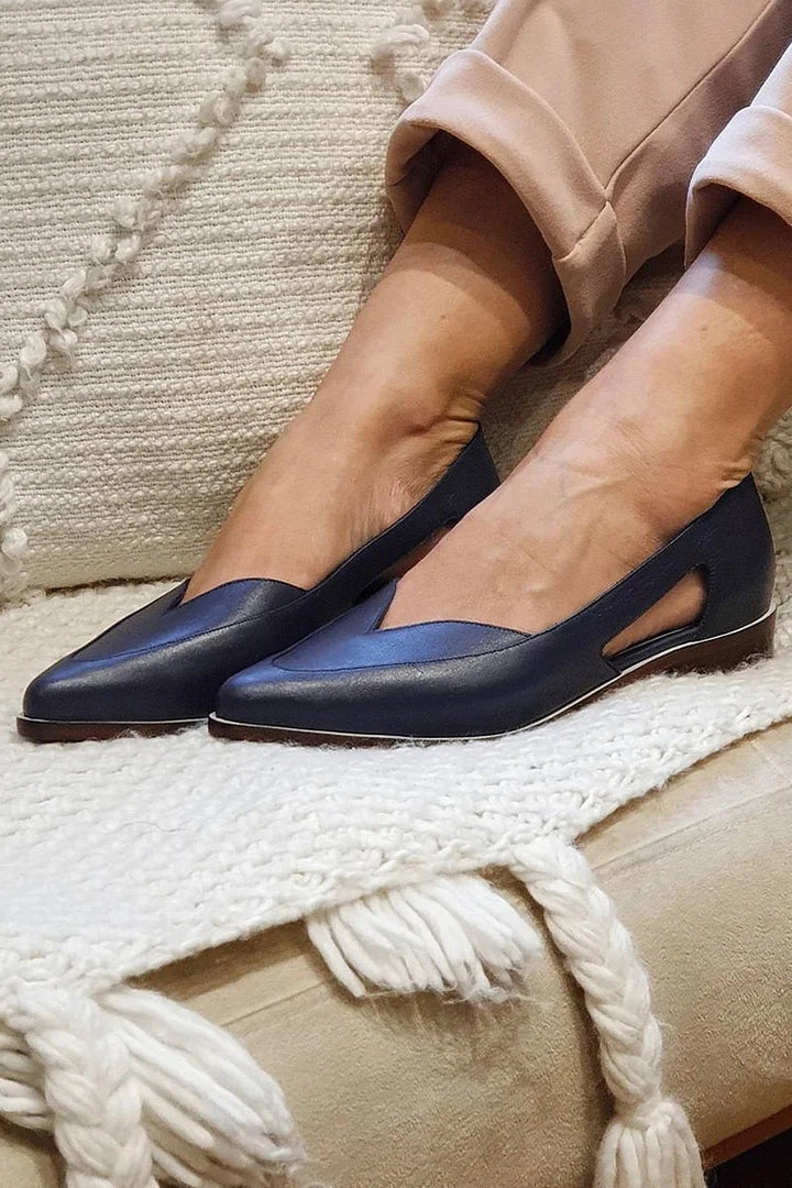 Ballerine cut-out slip-on casual Blu Navy a punta