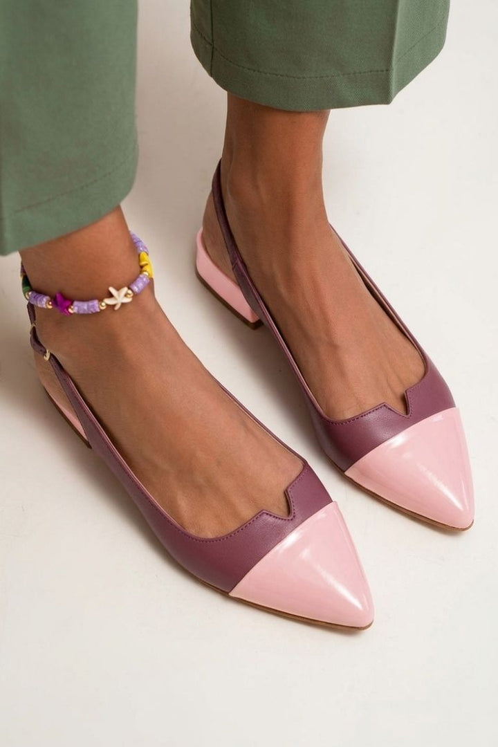 Ballerine slingback cut-out color block a punta con fibbia