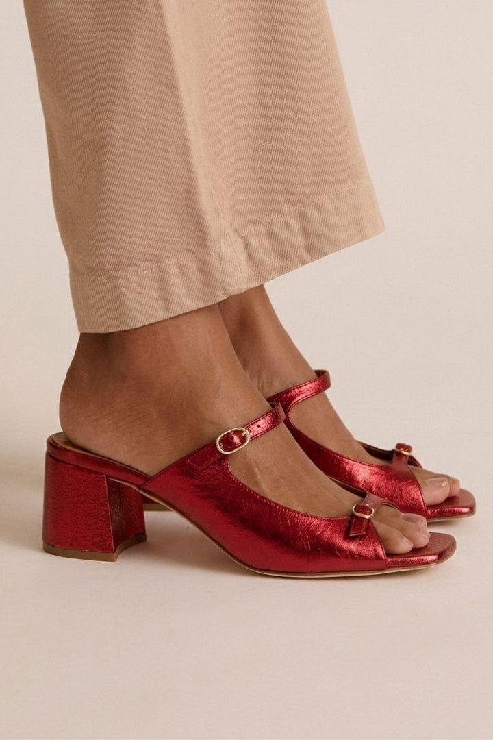 Tacchi larghi slingback cut-out color block Oro