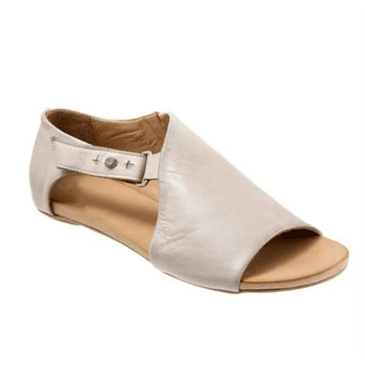Sandali cut-out peep toe asimmetrici in tinta unita con cinturino e fibbia