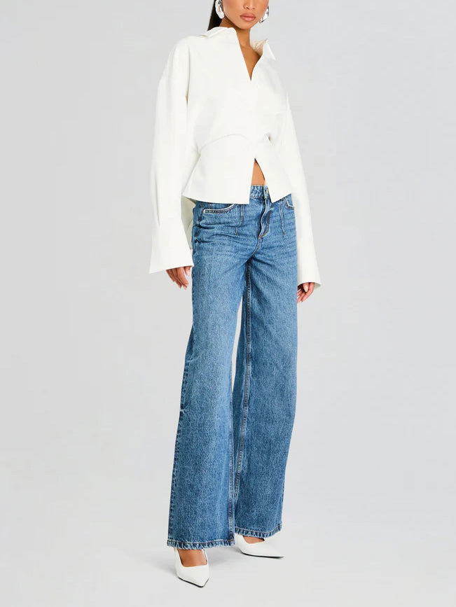 Camicia Button Down Drappeggiata