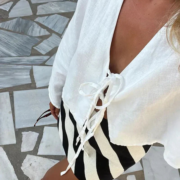 Top in Lino con Fiocco Frontale in Sicilia