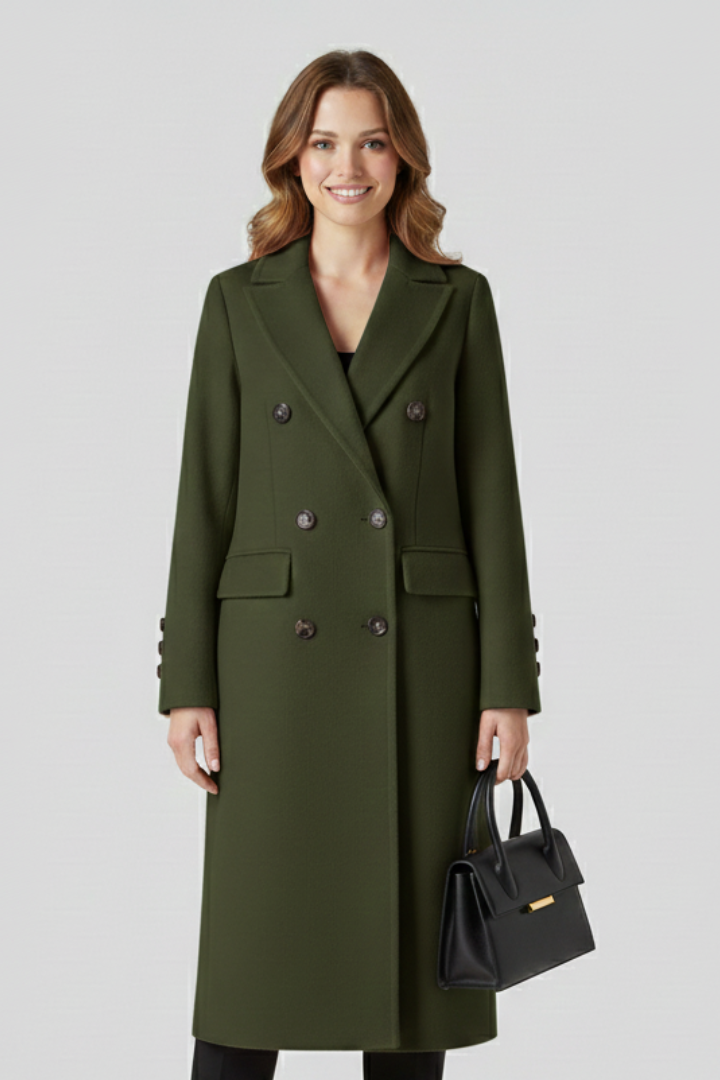 Cappotto da Donna con Collo a Revers e Chiusura con Bottoni