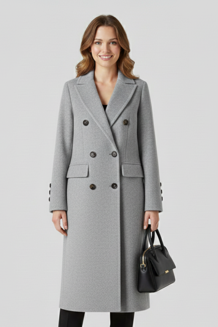 Cappotto da Donna con Collo a Revers e Chiusura con Bottoni