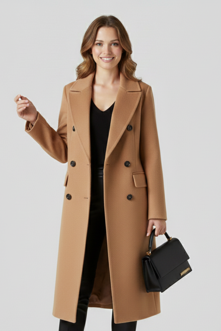 Cappotto da Donna con Collo a Revers e Chiusura con Bottoni