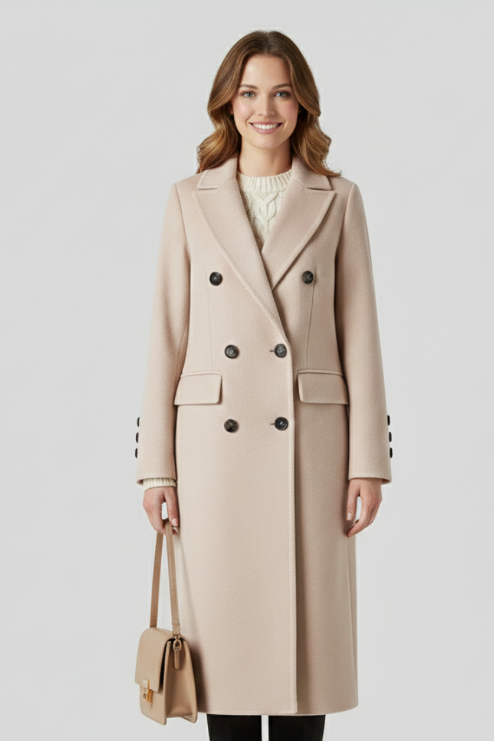 Cappotto da Donna con Collo a Revers e Chiusura con Bottoni