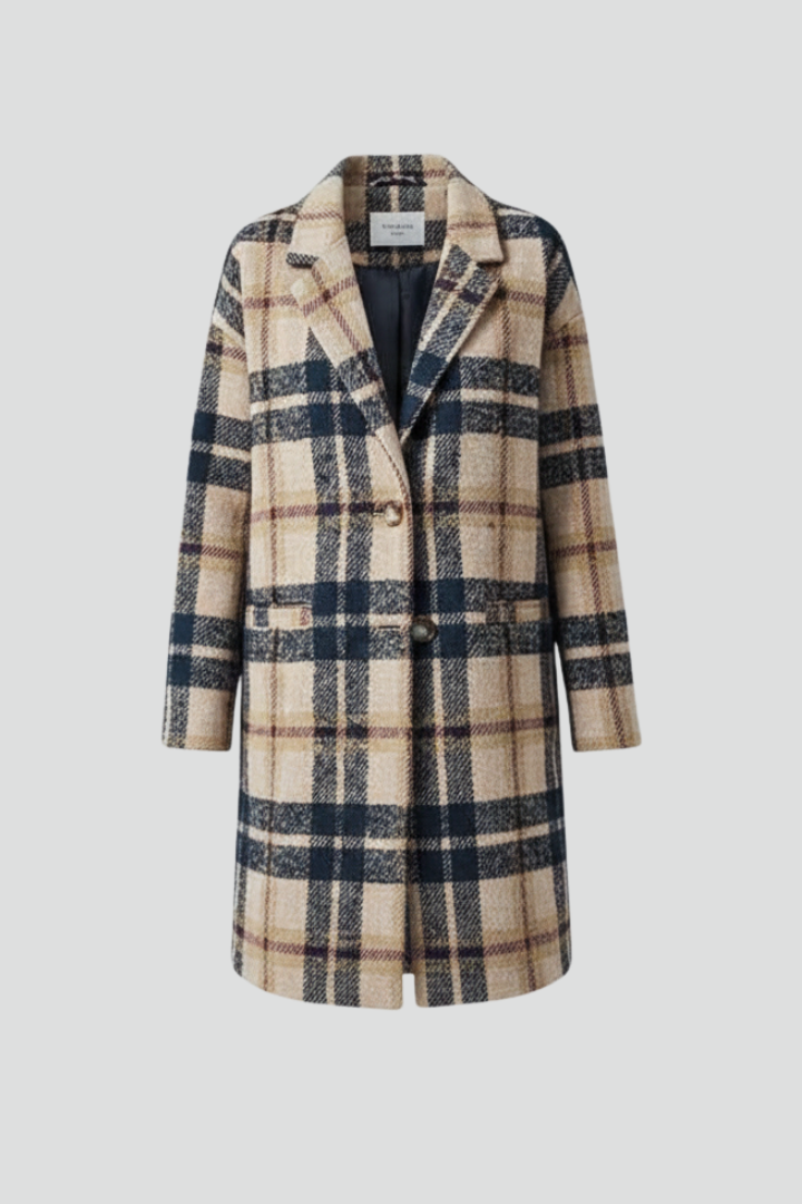 Cappotto Lungo da Donna con Chiusura a Bottone e Tasche