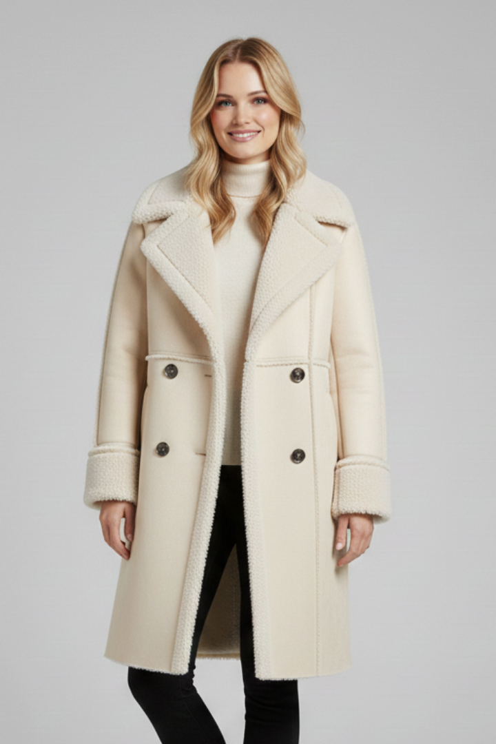 Cappotto Lungo da Donna con Collo a Revers e Bottoni