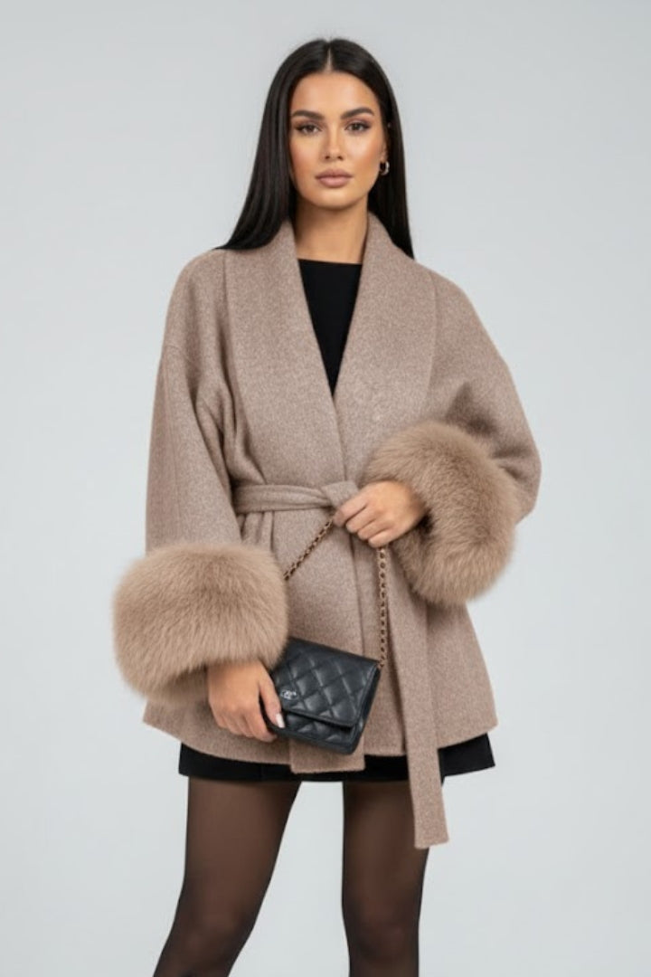 Cappotto da Donna a Lunghezza Completa con Cintura in Vita