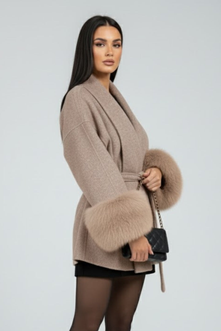 Cappotto da Donna a Lunghezza Completa con Cintura in Vita