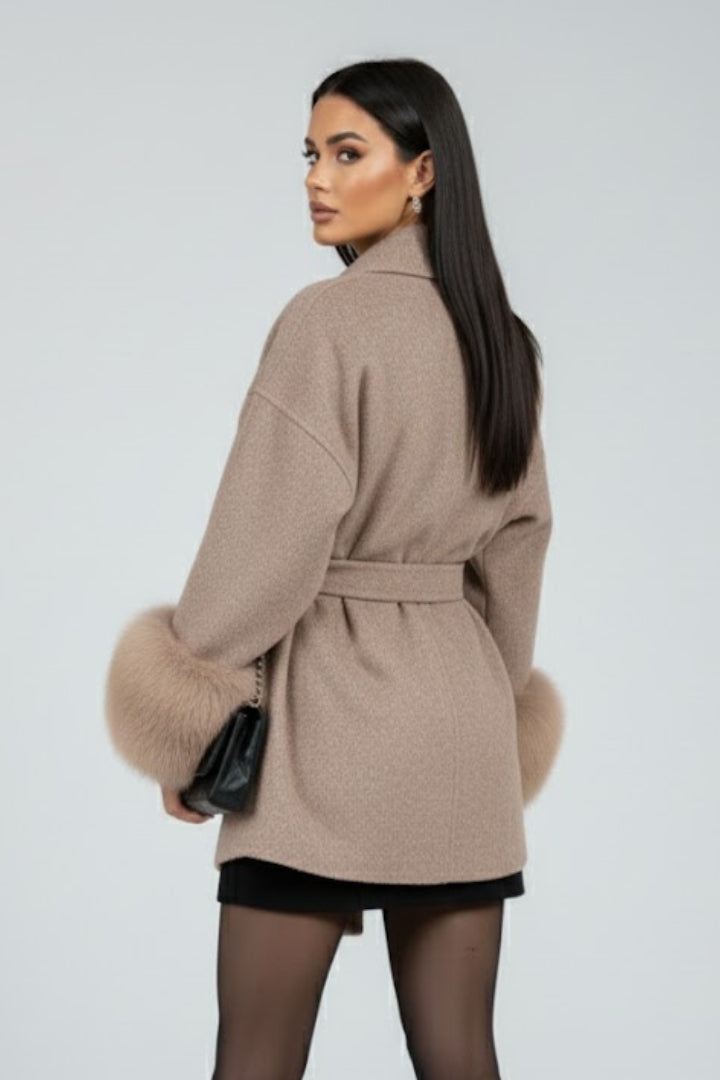 Cappotto da Donna a Lunghezza Completa con Cintura in Vita
