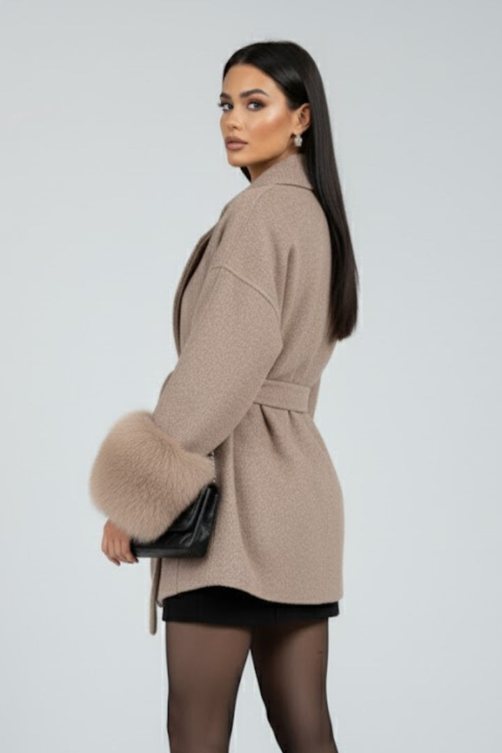 Cappotto da Donna a Lunghezza Completa con Cintura in Vita