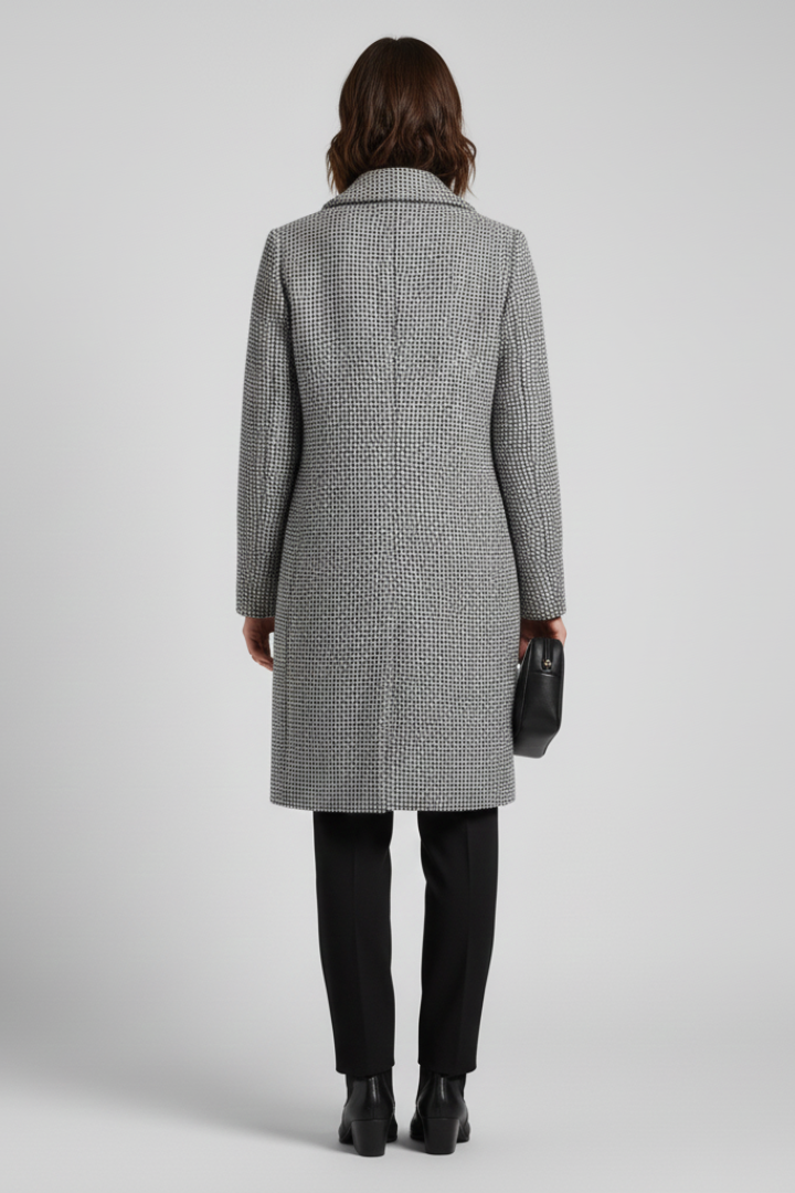 Cappotto da Donna con Collo Blazer e Texture Intrecciata