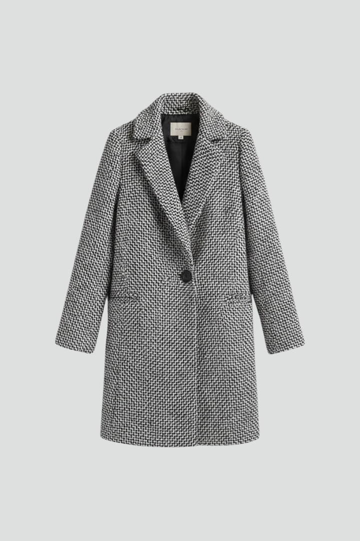 Cappotto da Donna con Collo Blazer e Texture Intrecciata