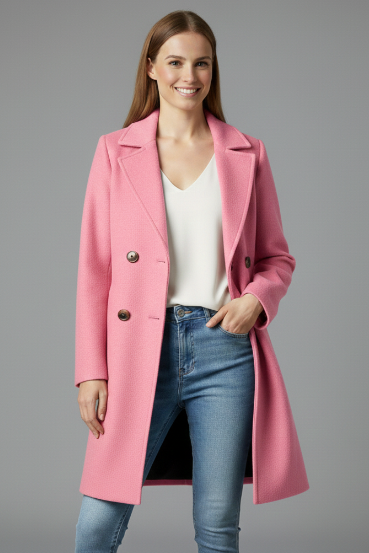 Cappotto da Donna con Chiusura a Bottone e Collo