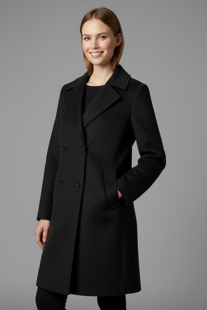 Cappotto da Donna con Chiusura a Bottone e Collo