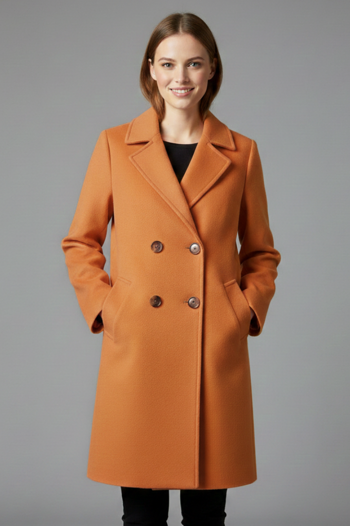 Cappotto da Donna con Chiusura a Bottone e Collo