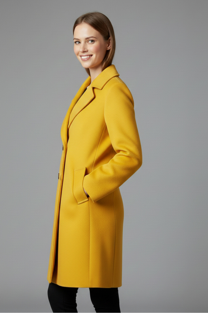 Cappotto da Donna con Chiusura a Bottone e Collo