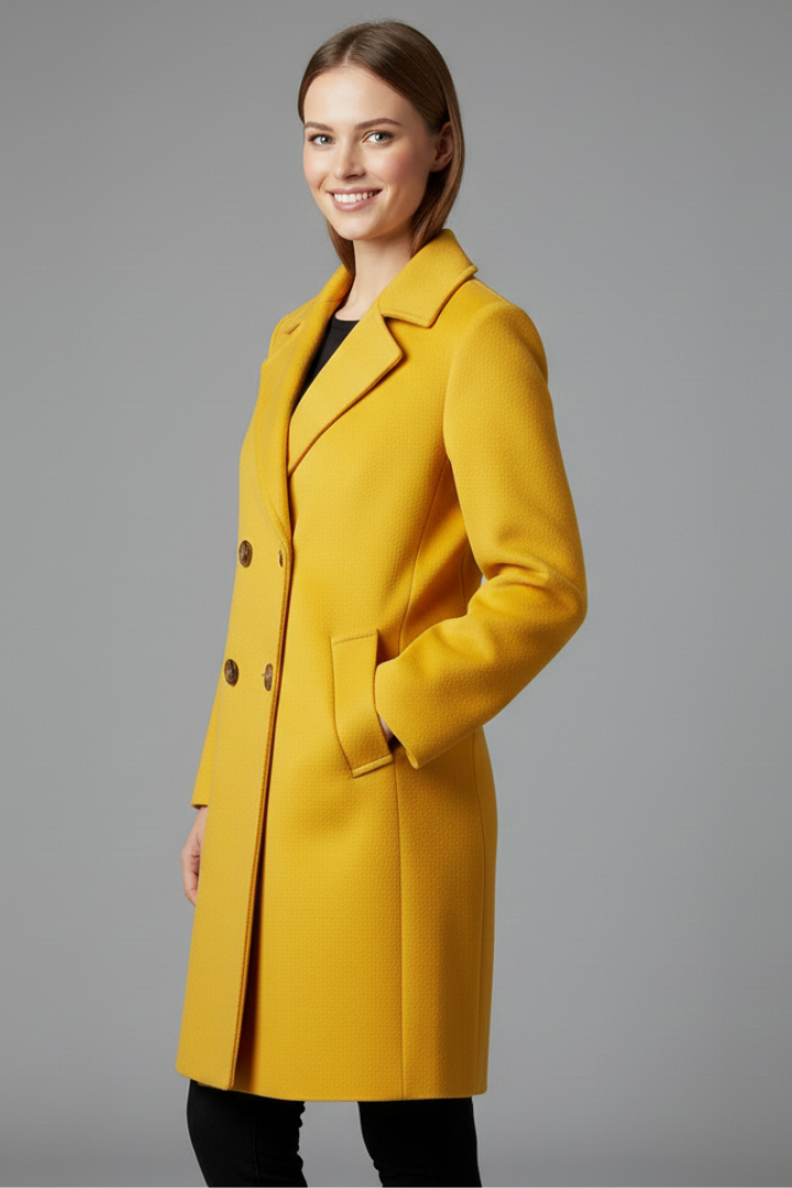 Cappotto da Donna con Chiusura a Bottone e Collo