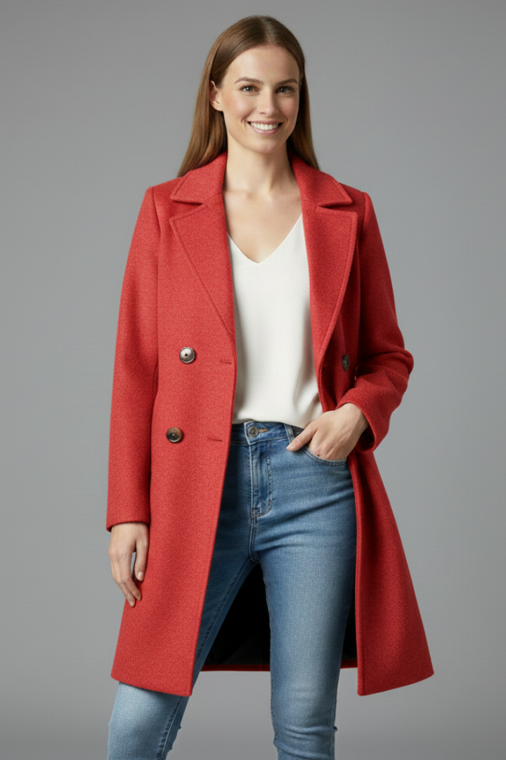 Cappotto da Donna con Chiusura a Bottone e Collo