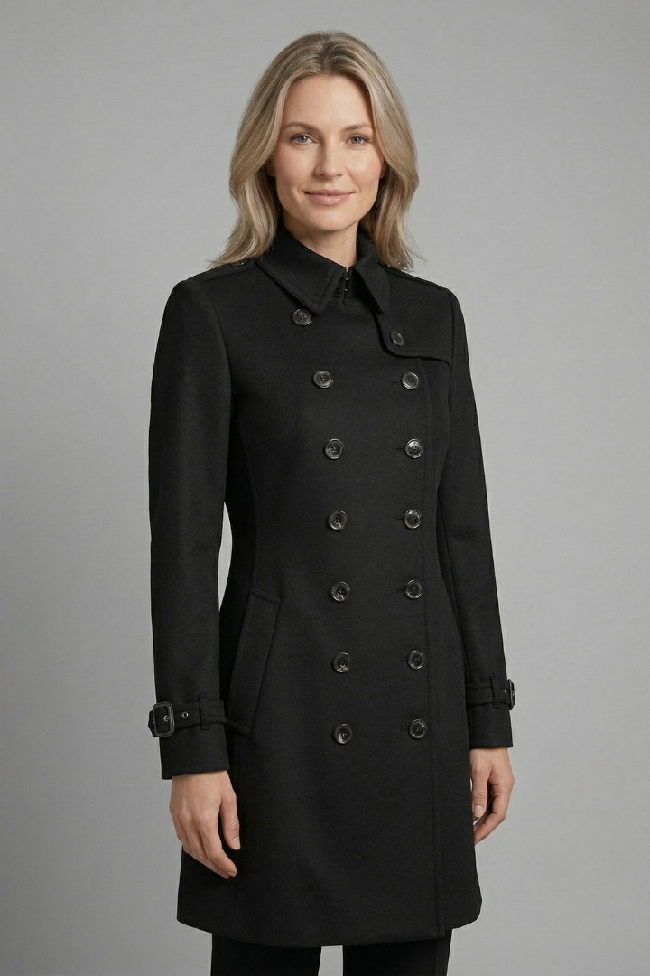 Cappotto da Donna con Bottoni Doppi e Maniche Lunghe