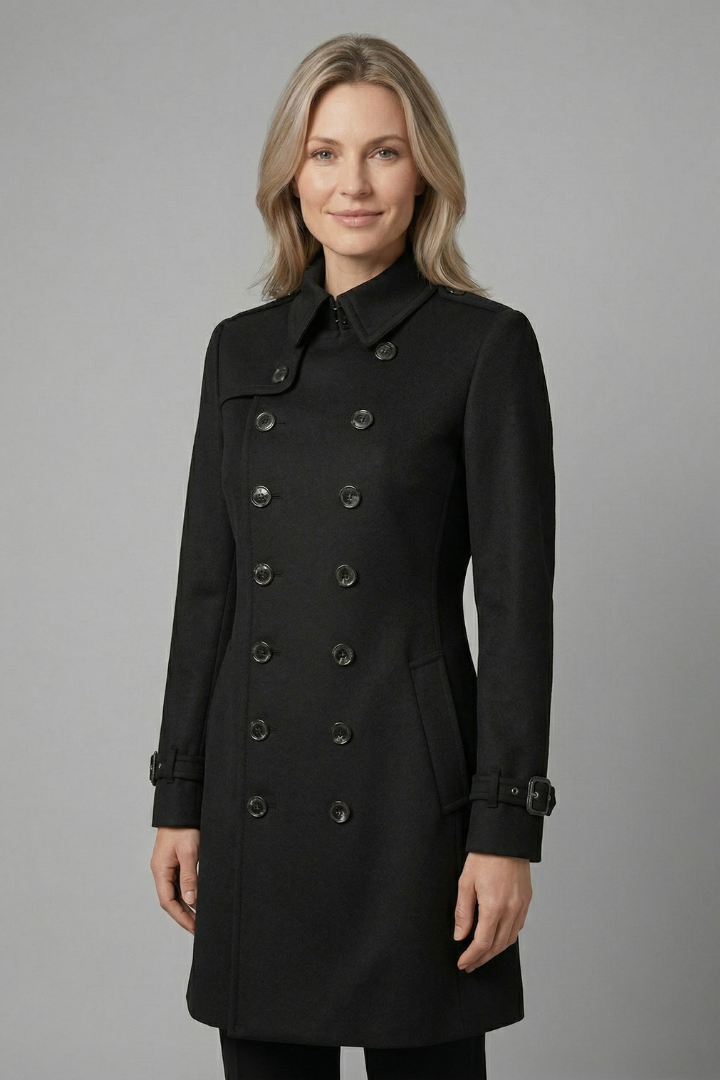 Cappotto da Donna con Bottoni Doppi e Maniche Lunghe