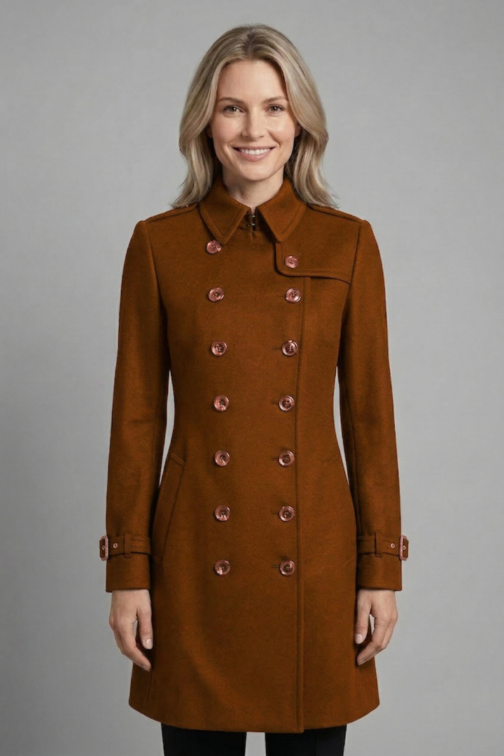 Cappotto da Donna con Bottoni Doppi e Maniche Lunghe
