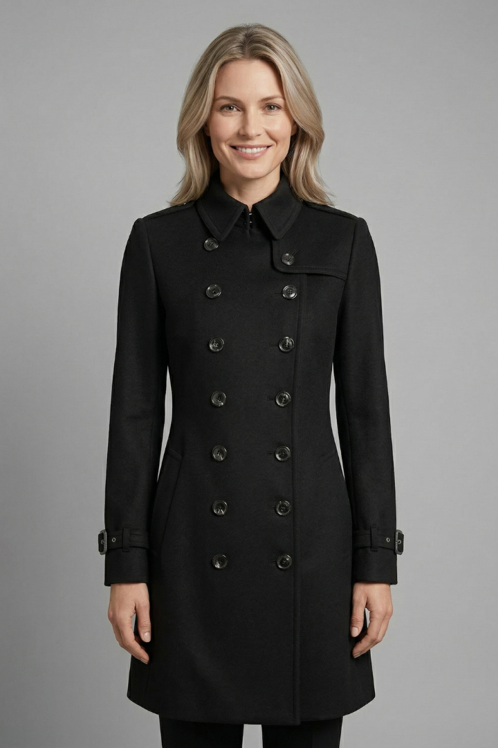 Cappotto da Donna con Bottoni Doppi e Maniche Lunghe