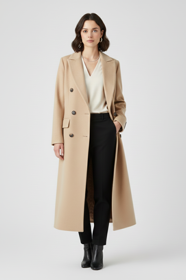 Cappotto da Donna con Collo a Revers e Chiusura a Bottone