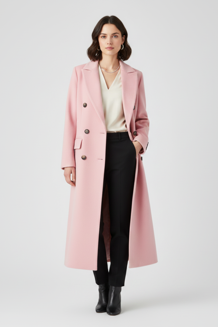 Cappotto da Donna con Collo a Revers e Chiusura a Bottone
