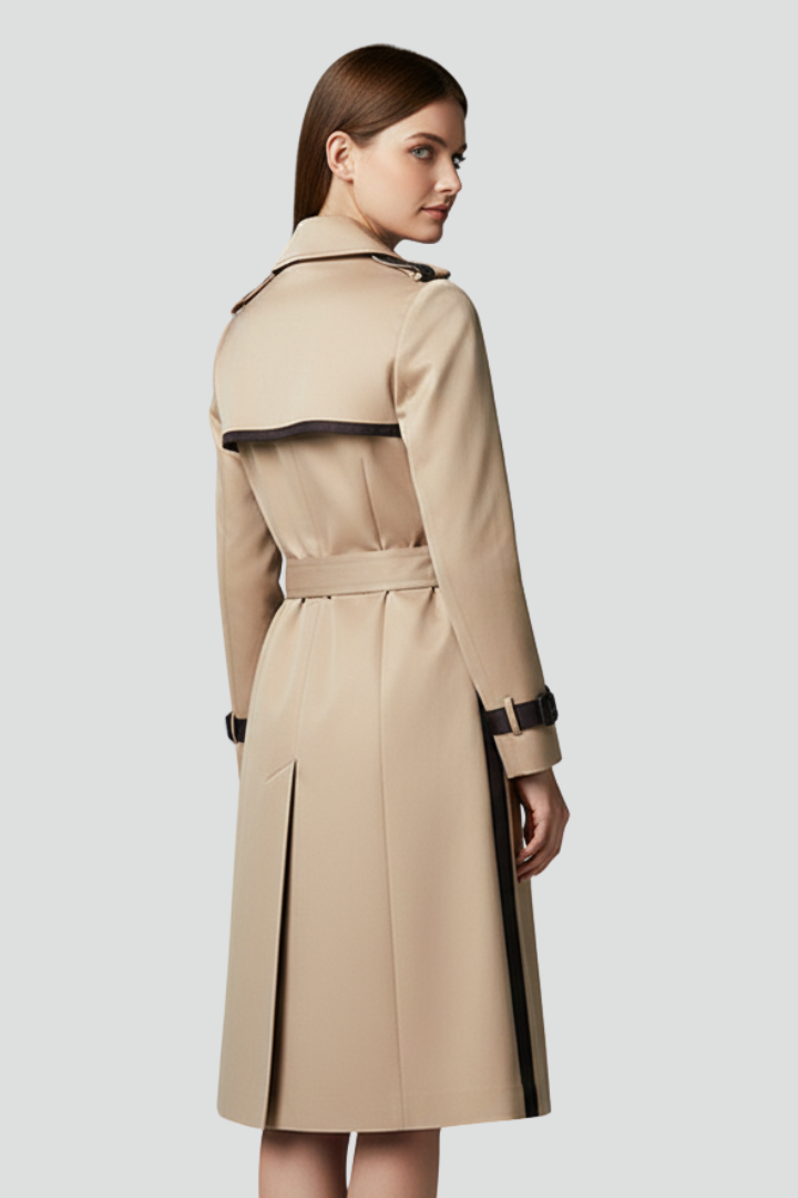 Cappotto Trench Doppio Bottone da Donna con Cintura e Collo a Revers