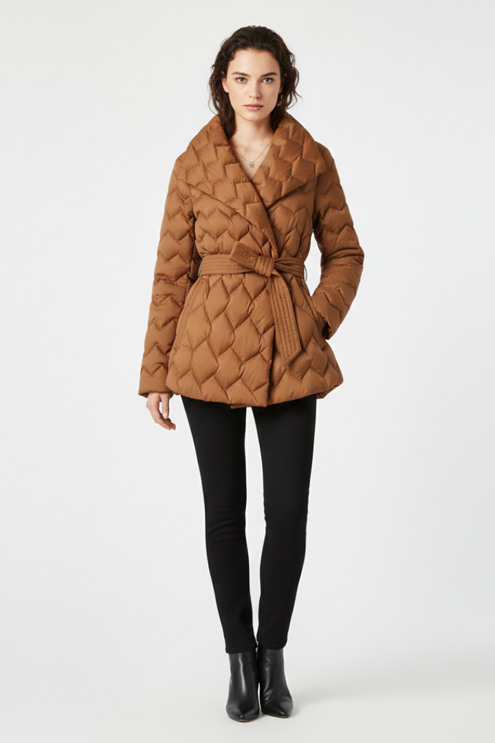 Cappotto Invernale da Donna con Vita Regolabile e Tasche Profonde