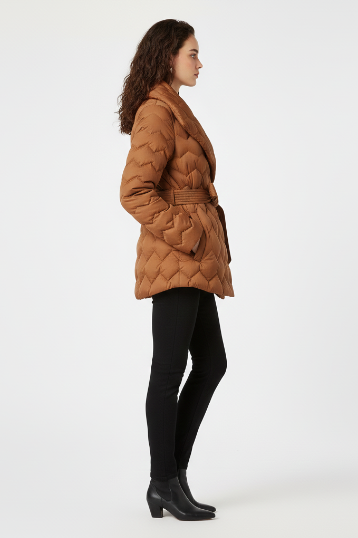 Cappotto Invernale da Donna con Vita Regolabile e Tasche Profonde