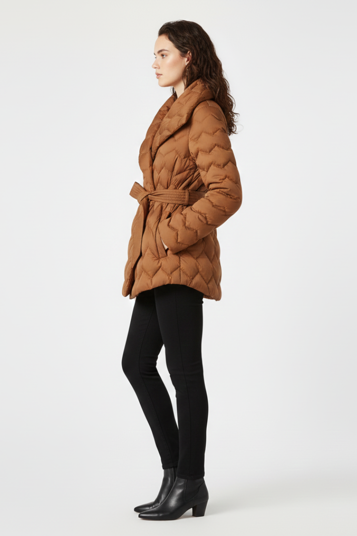 Cappotto Invernale da Donna con Vita Regolabile e Tasche Profonde