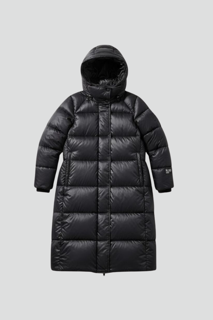 Cappotto in Piuma da Donna con Cappuccio e Superficie Trapuntata