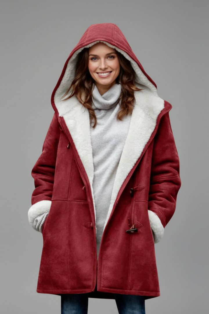 Cappotto Donna con Cappuccio e Chiusura a Toggle e Tasche