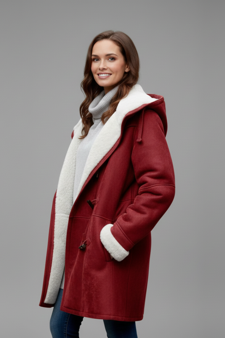 Cappotto Donna con Cappuccio e Chiusura a Toggle e Tasche