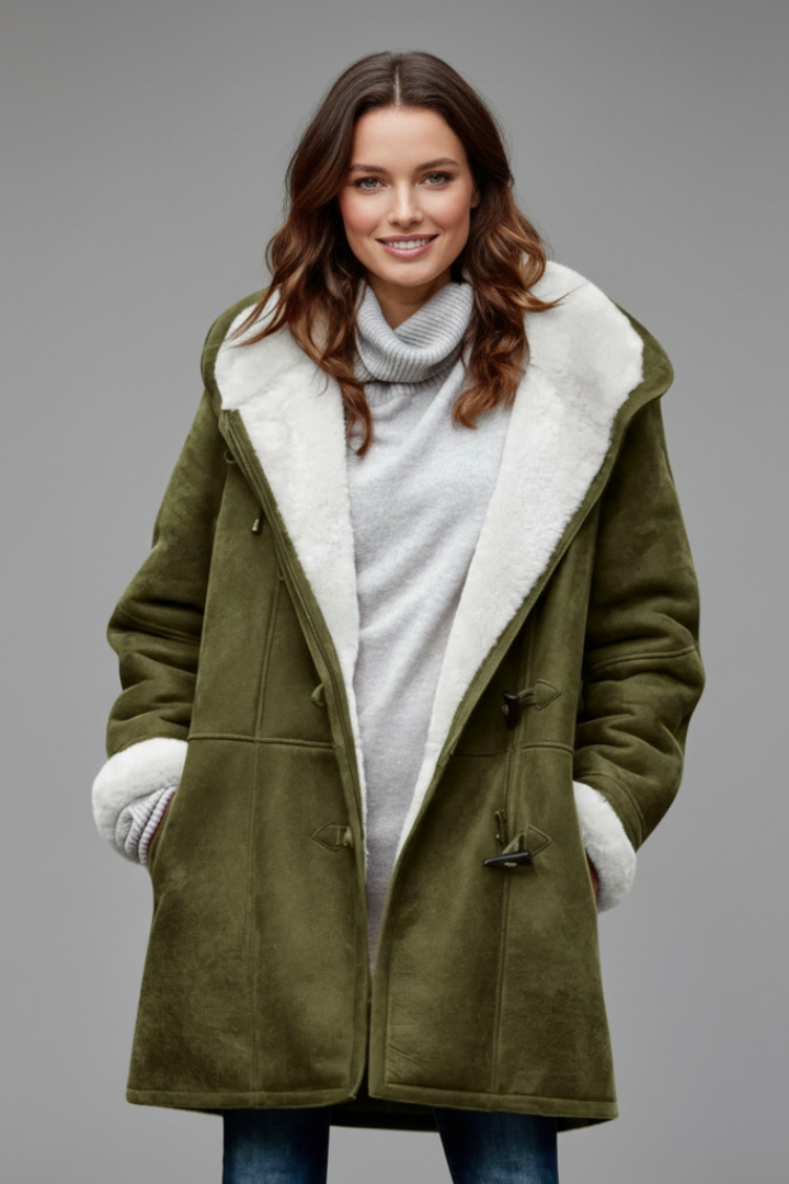 Cappotto Donna con Cappuccio e Chiusura a Toggle e Tasche