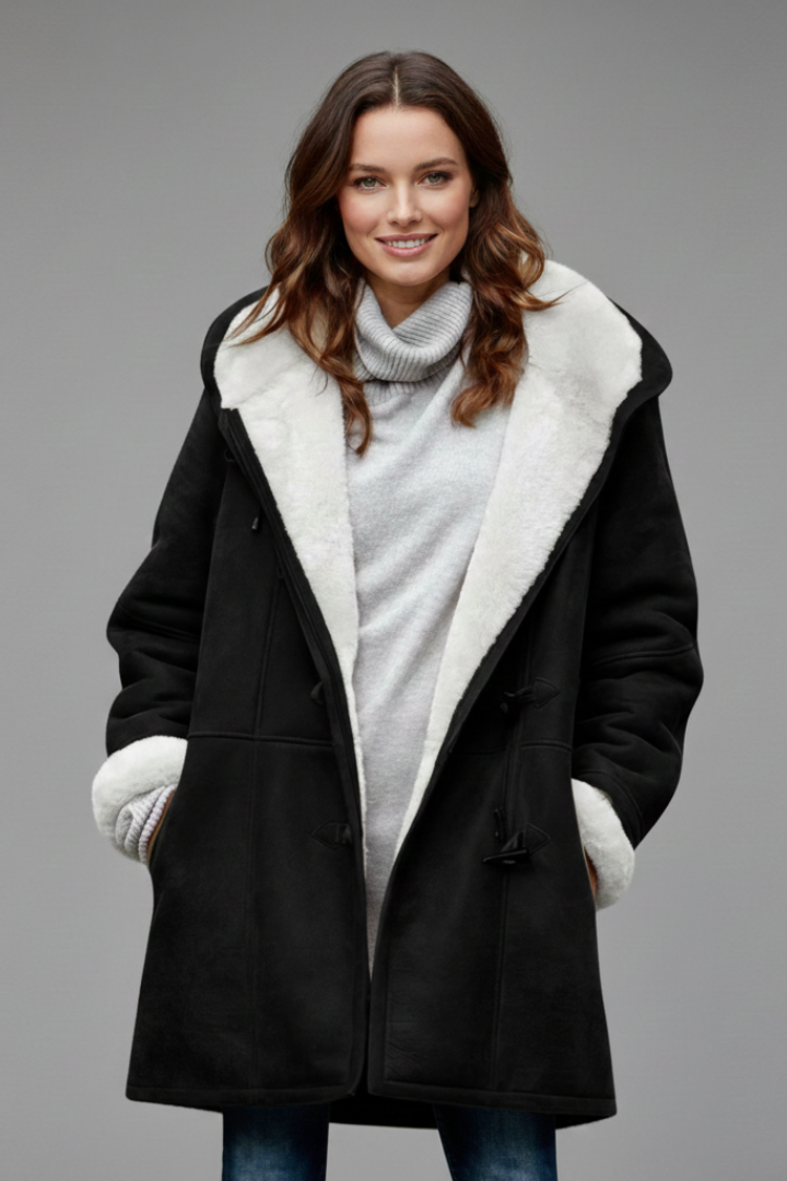 Cappotto Donna con Cappuccio e Chiusura a Toggle e Tasche