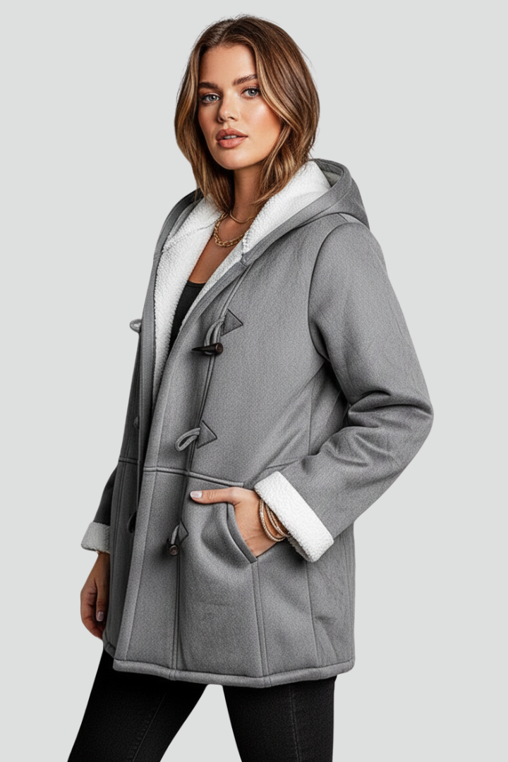 Cappotto da Donna con Cappuccio e Chiusura a Toggle e Interno Foderato