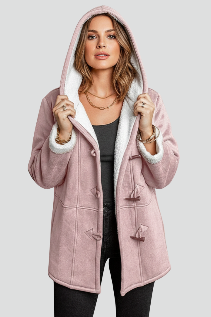 Cappotto da Donna con Cappuccio e Chiusura a Toggle e Interno Foderato