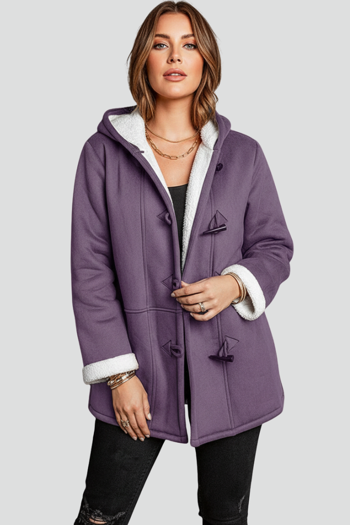 Cappotto da Donna con Cappuccio e Chiusura a Toggle e Interno Foderato