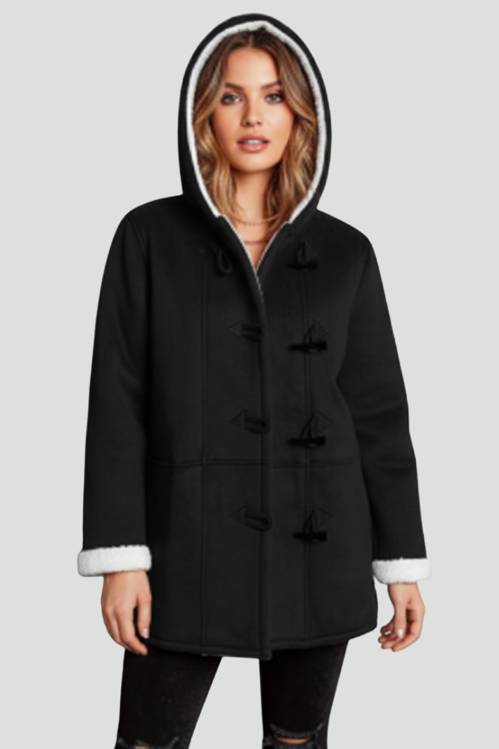 Cappotto da Donna con Cappuccio e Chiusura a Toggle e Interno Foderato