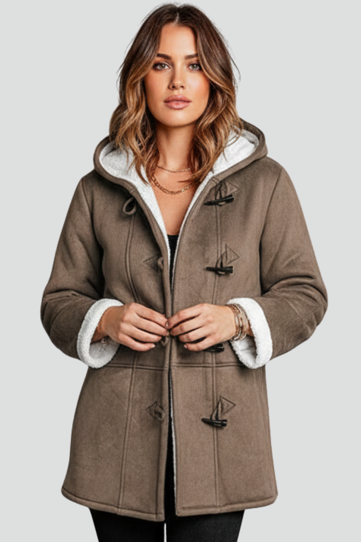 Cappotto da Donna con Cappuccio e Chiusura a Toggle e Interno Foderato