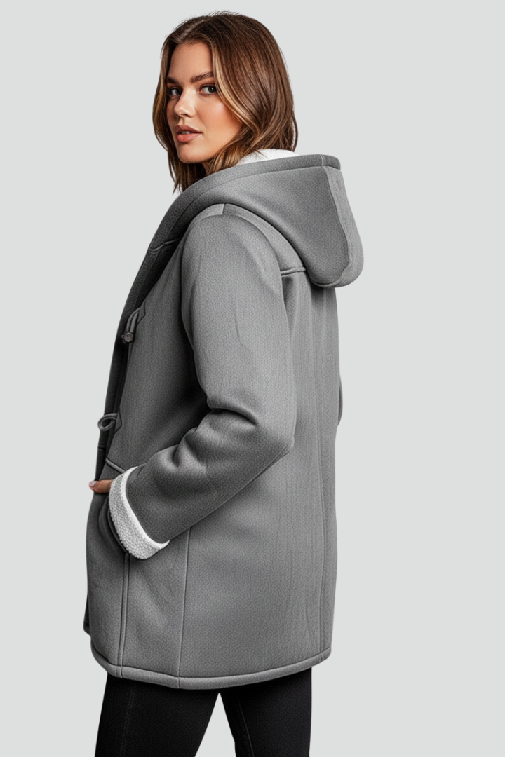 Cappotto da Donna con Cappuccio e Chiusura a Toggle e Interno Foderato
