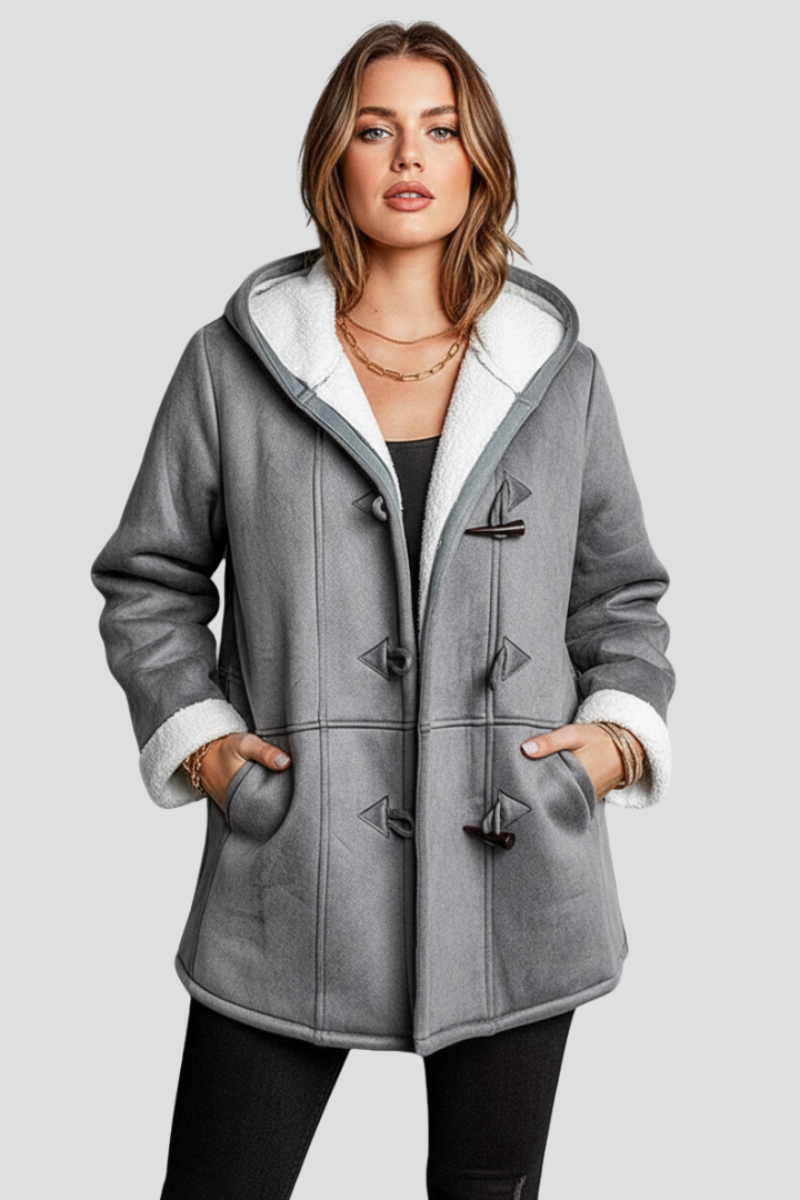 Cappotto da Donna con Cappuccio e Chiusura a Toggle e Interno Foderato