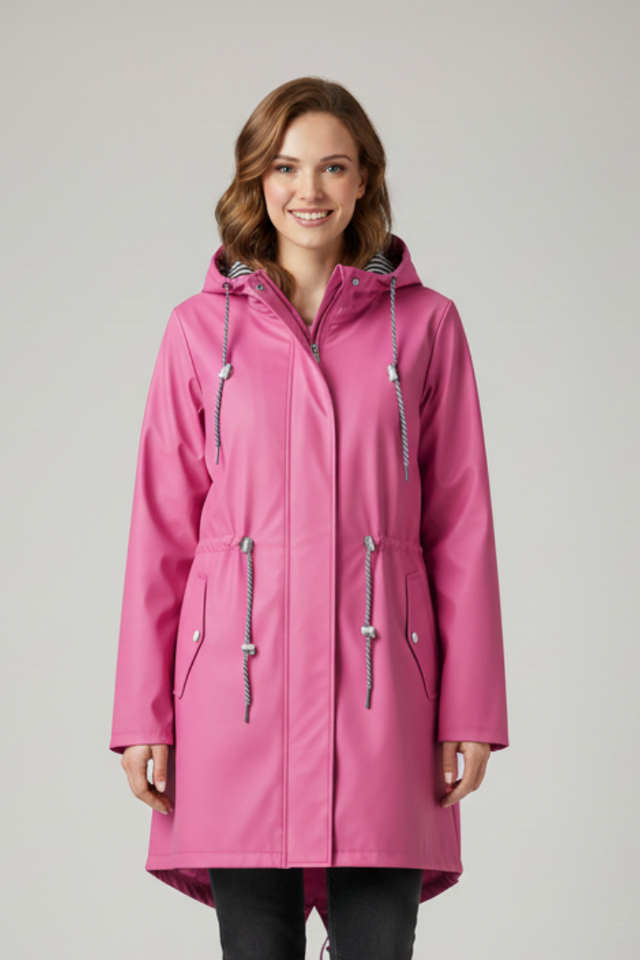 Cappotto da Donna con Cappuccio, Zip e Tasche Frontali
