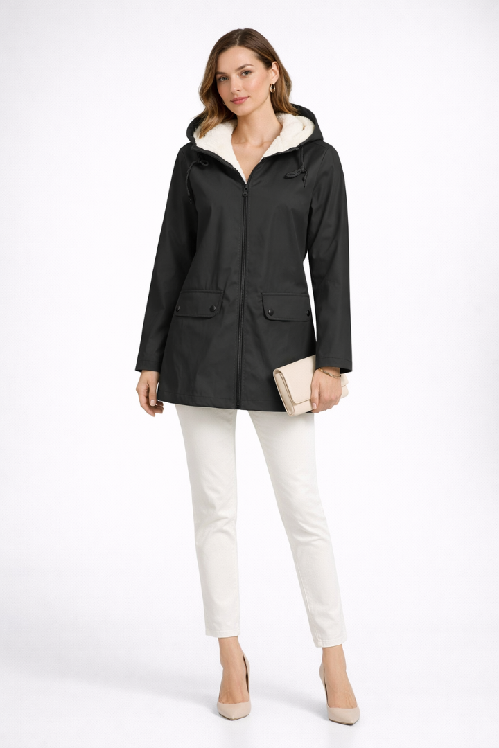 Cappotto Trench da Donna con Cappuccio e Doppio Chiusura